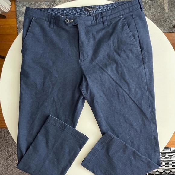 Ted Baker London Men’s Westin Classic Fit Brushed Cotton Trouser Pant Navy 38x31 - Picture 1 of 9